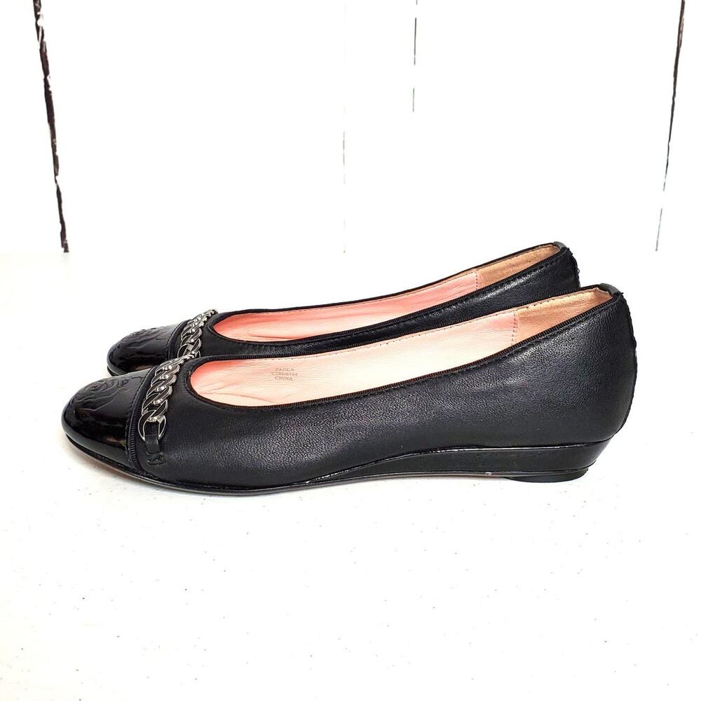 Taryn Rose Paola Soft Leather Cap Toe Ballerina Pumps 6 - Picture 10 of 11